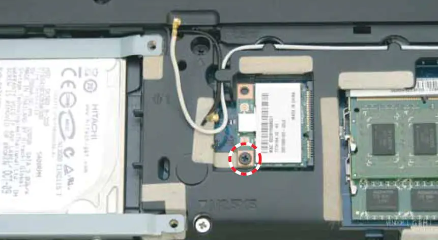 Remove the screws securing the wireless network card