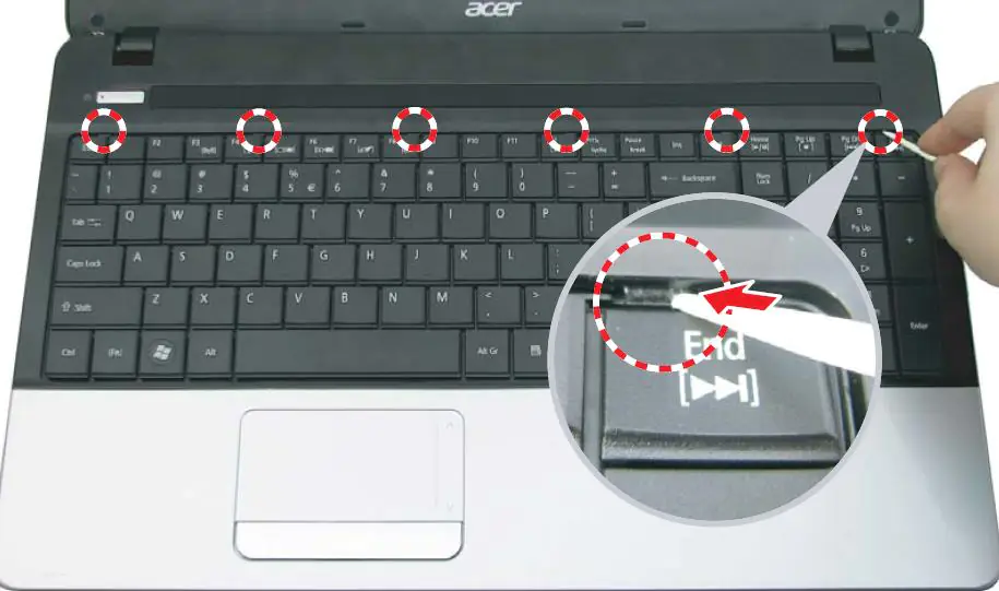 Press the latch to pop out the keyboard