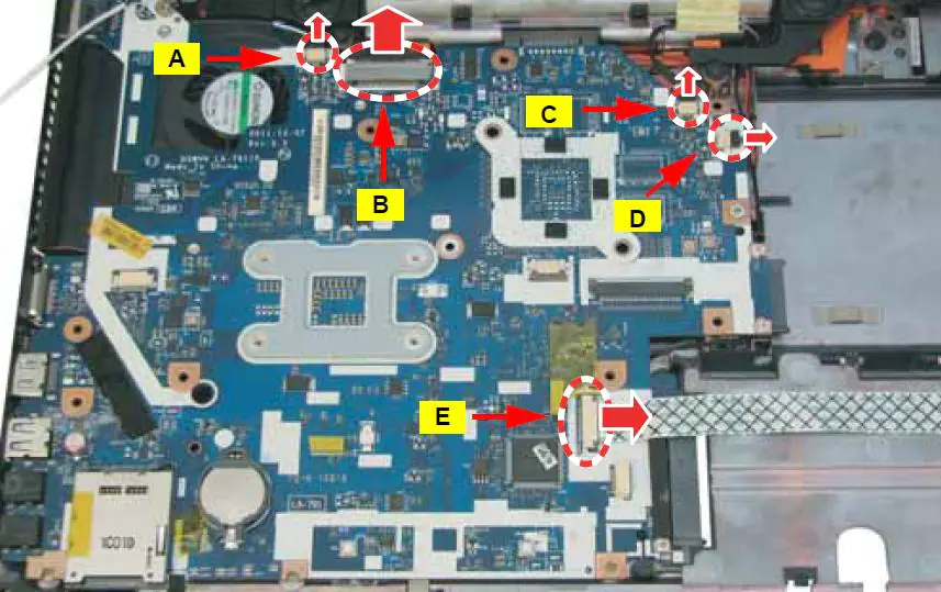 Unplug the five cables
