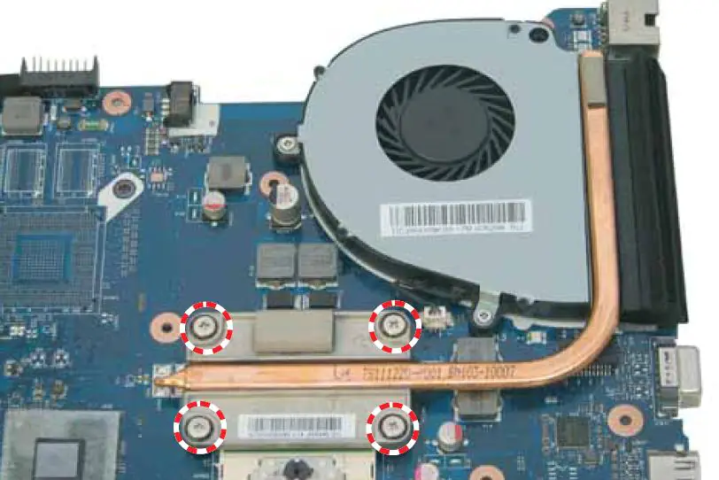 Remove the four screws securing the heat sink