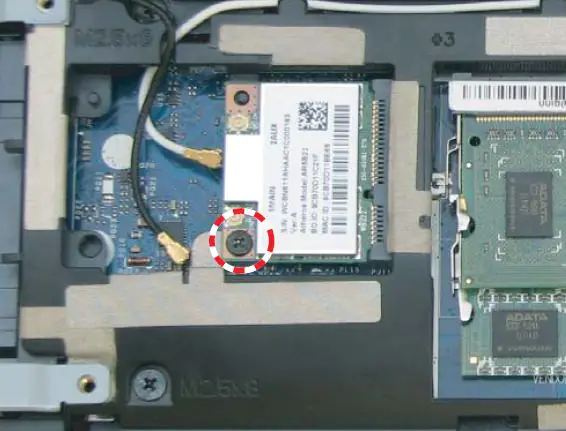 Remove the screws securing the wireless network card