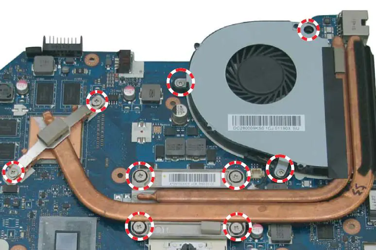 Remove the screws securing the heat sink