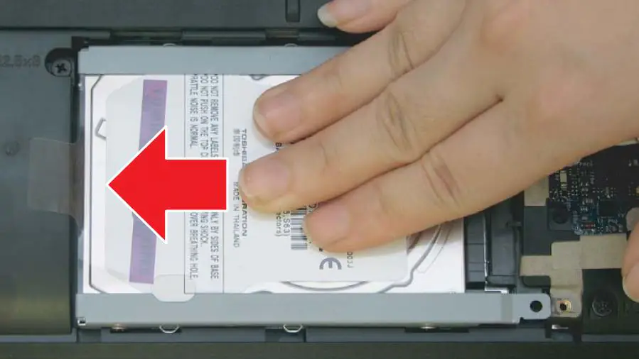 Push the hard drive to the left