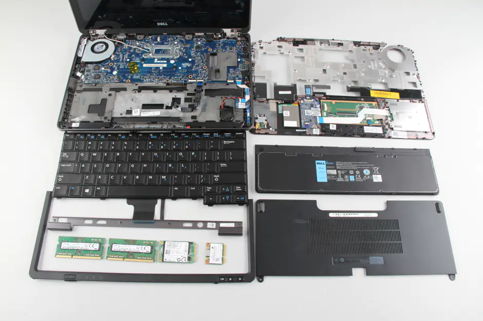 Close-up of all removed parts