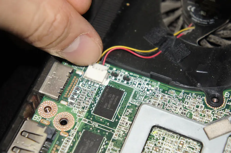 Unplug the fan cable