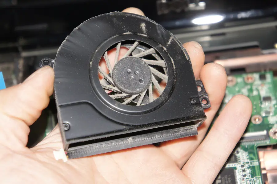 Close-up of the CPU fan