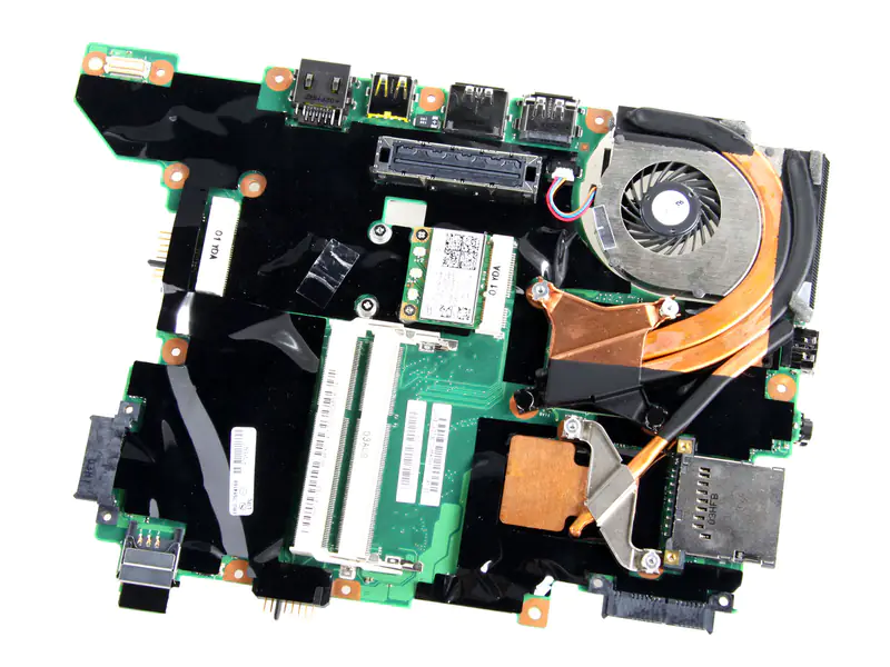 Close-up of the motherboard