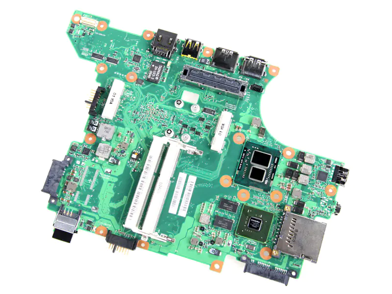 Close-up of the motherboard