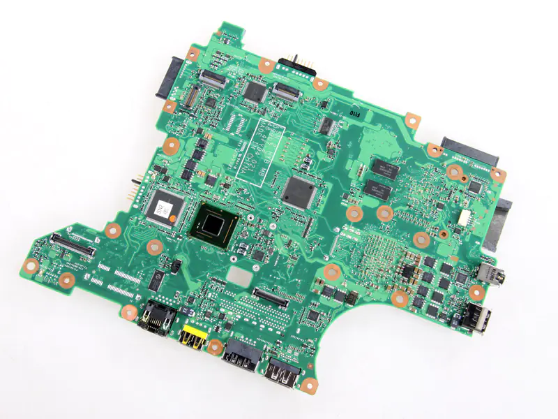 Close-up of the back of the motherboard