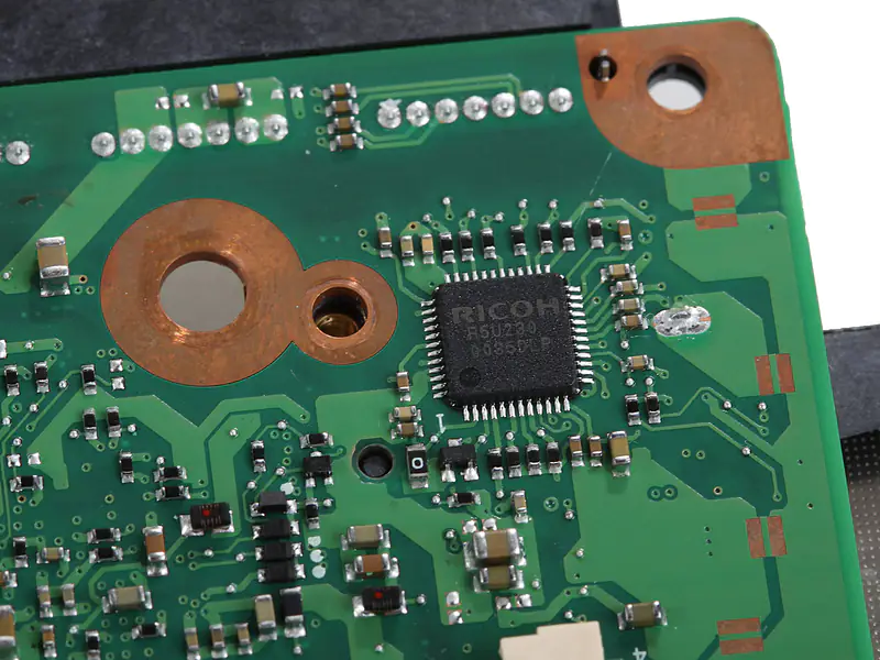 Close-up of components on the motherboard