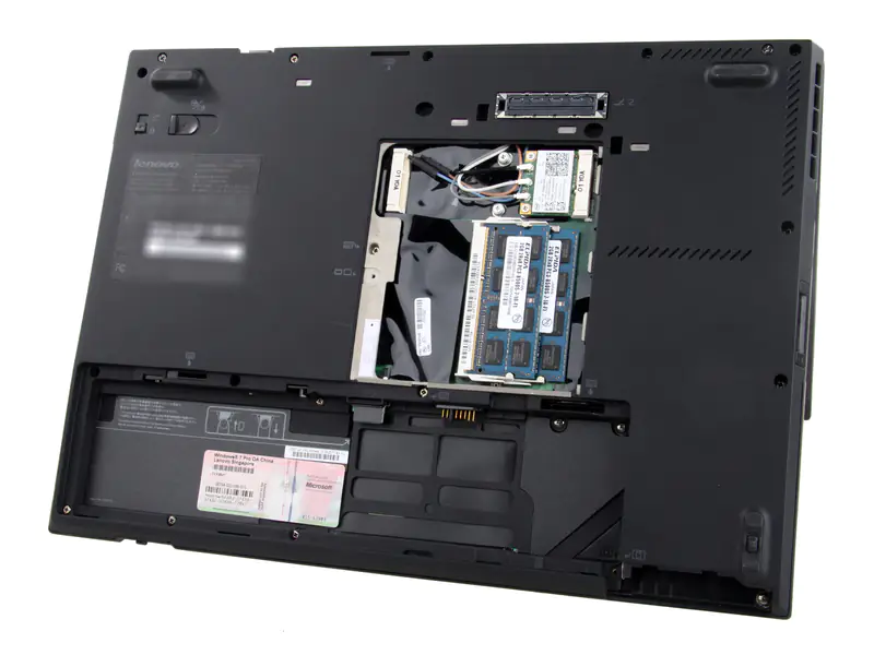 Close-up after removing the service cover and battery