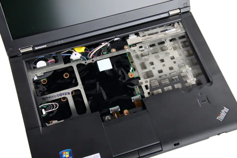 Close-up of the palm rest after removing the keyboard