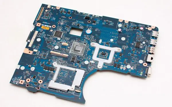 Close-up of the motherboard