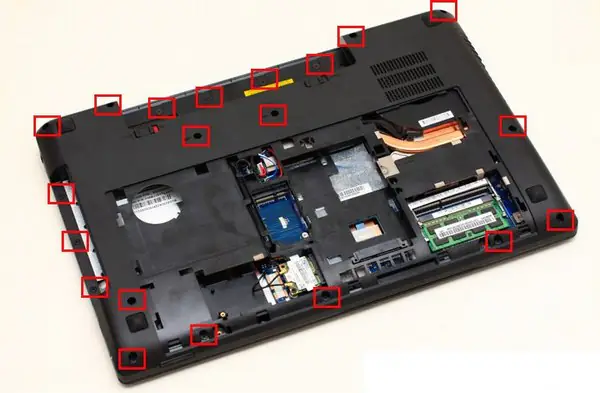 Remove all screws from the bottom cover