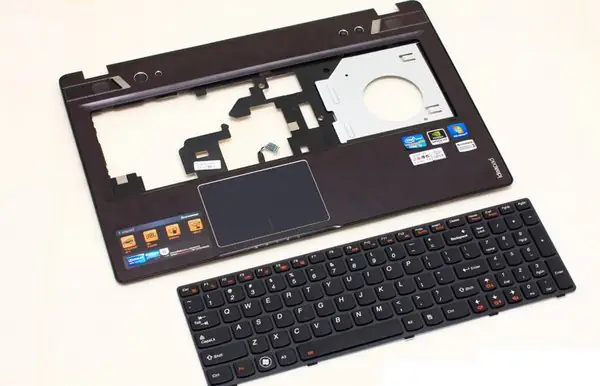 Close-up of the keyboard and palm rest