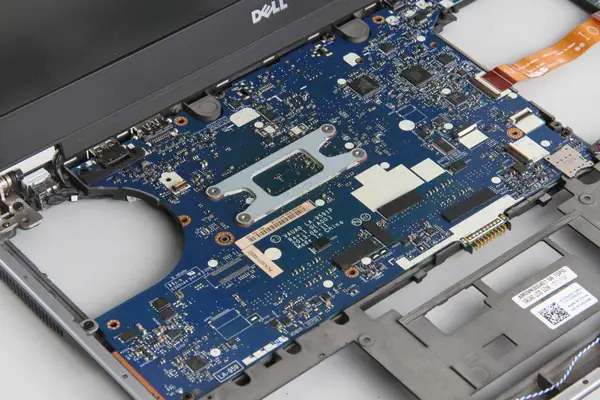 Close-up of the motherboard