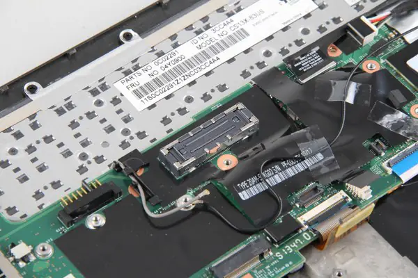 Close-up of the motherboard