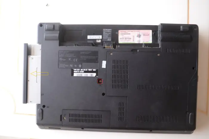 Pull out the optical drive