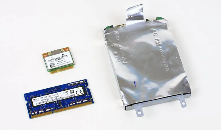 RAM, hard drive, and wireless card