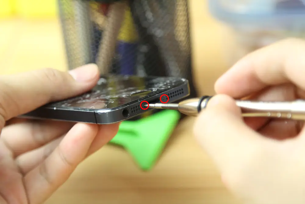 Remove the two screws next to the lightning connector