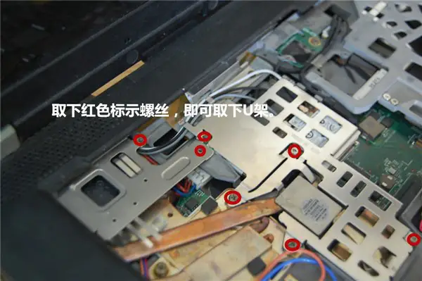 Remove the seven screws securing the metal plate