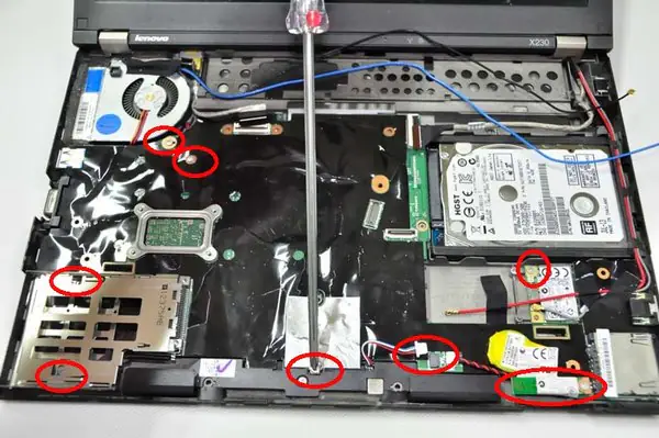 Remove the seven screws