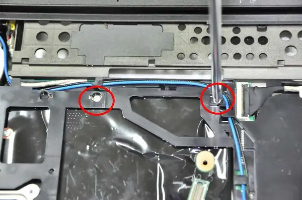 Remove the two screws