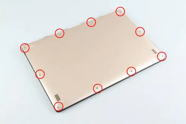 Remove the ten screws from the bottom cover