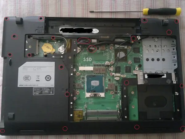 Remove all screws securing the bottom case