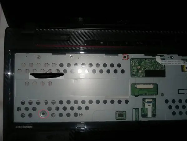 Remove the two screws securing the palm rest