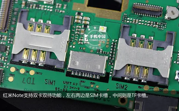 SIM card slots and a TF card slot