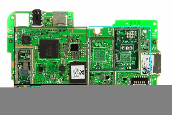Chips on the back of the motherboard