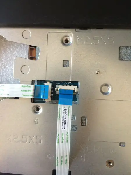 Disconnect the power button cable and touchpad cable
