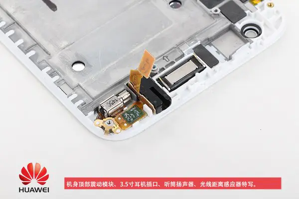 Vibrator, 3.5mm headphone jack, earpiece speaker, and light distance sensor