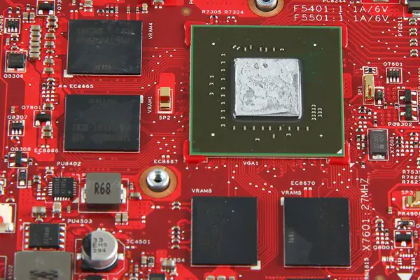 Close-up of the graphics card