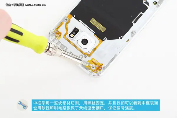 Remove all screws securing the middle frame