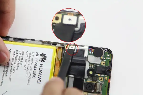 Disconnect the left button cable