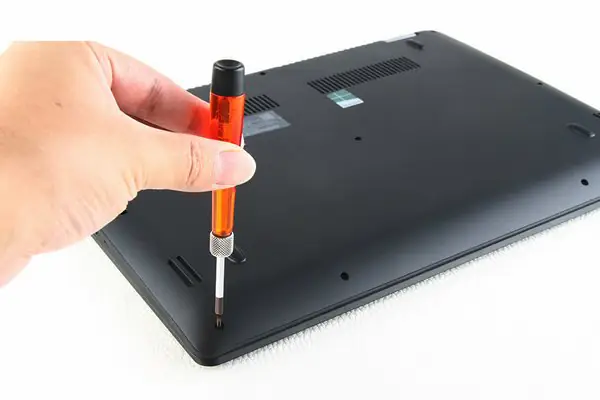 Remove the ten screws securing the bottom cover