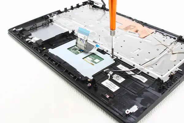 Remove the two screws securing the touchpad