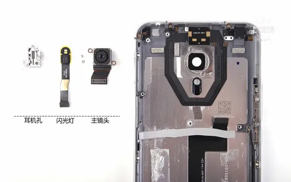 Rear camera, flash, and headphone jack