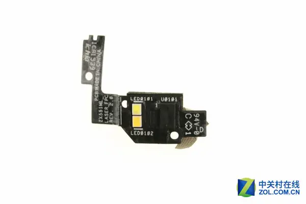 Close-up of the flash and laser autofocus module