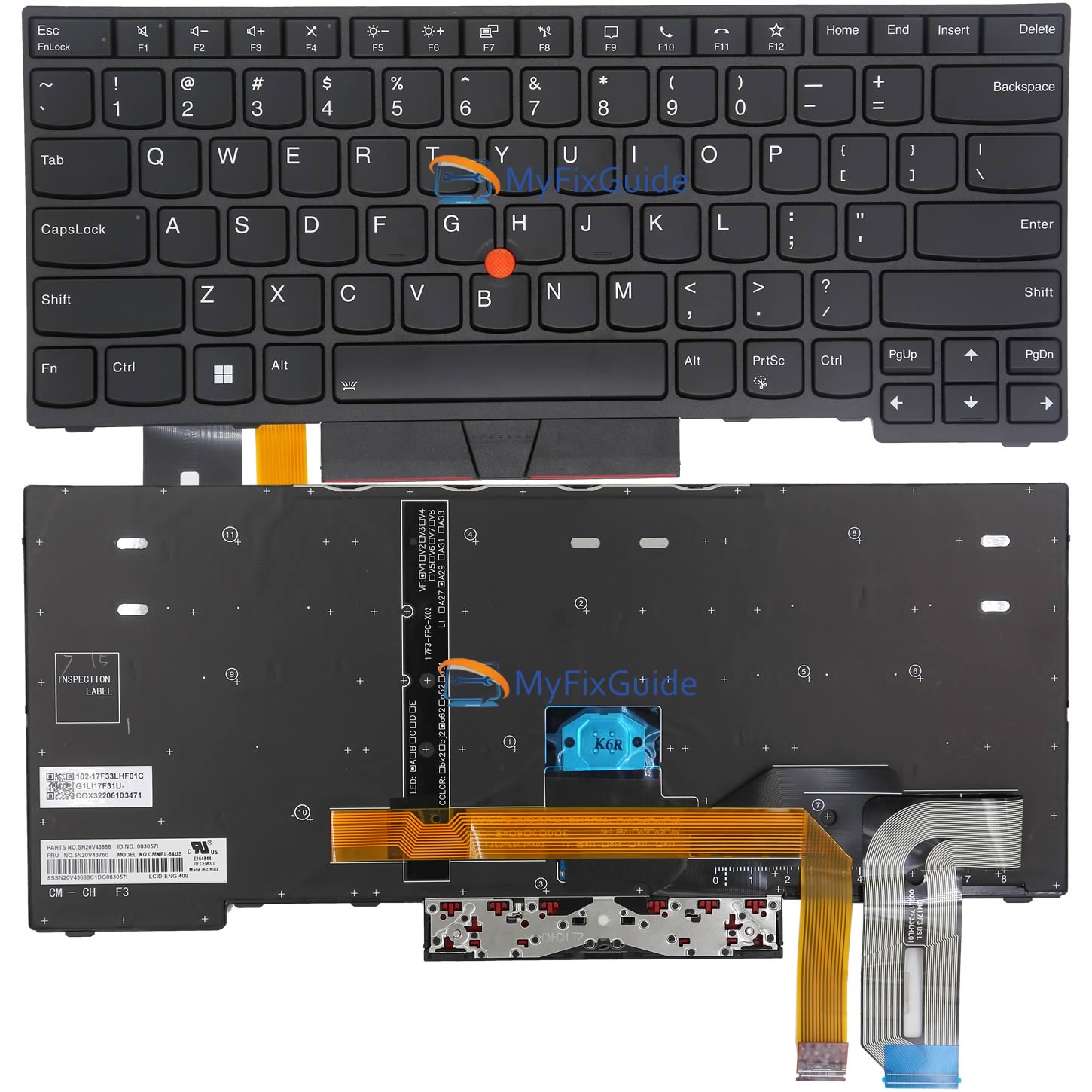 thumbnail image 2 of New Backlit Spanish QWERTY Keyboard For Lenovo ThinkPad L14 Gen2 (5N20W67655), Black 2 of 6
