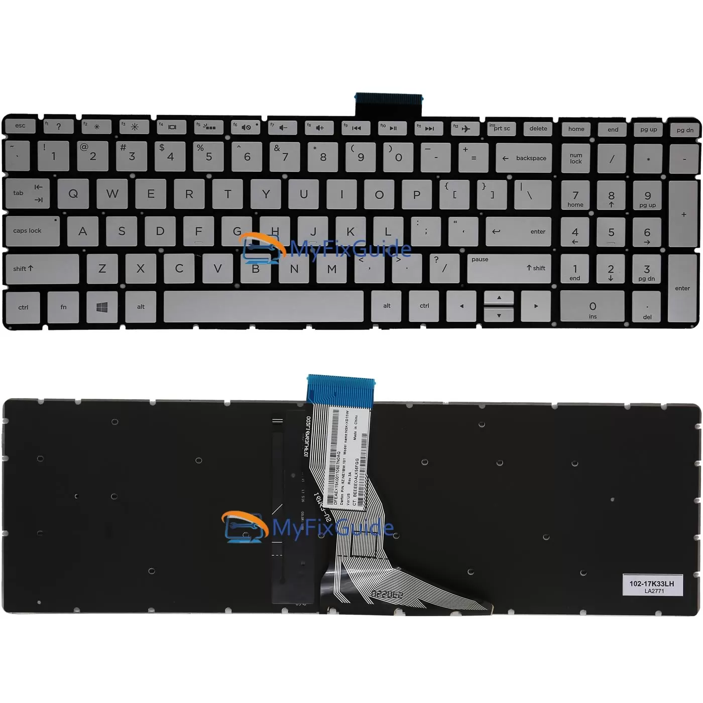 Silver Keyboard for HP 15-dy