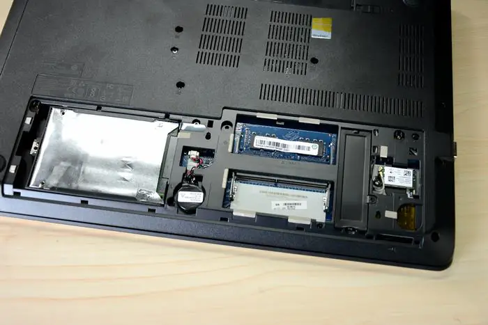 Hard drive, RAM, SSD, wireless card, and CMOS battery