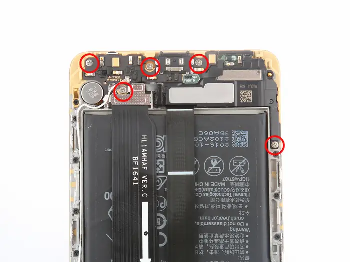 Remove the five screws securing the USB Type-C port board