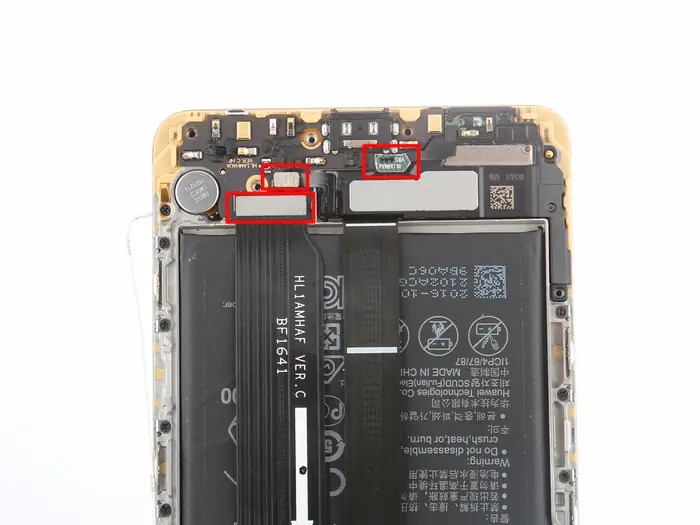 Disconnect three connectors from the USB board