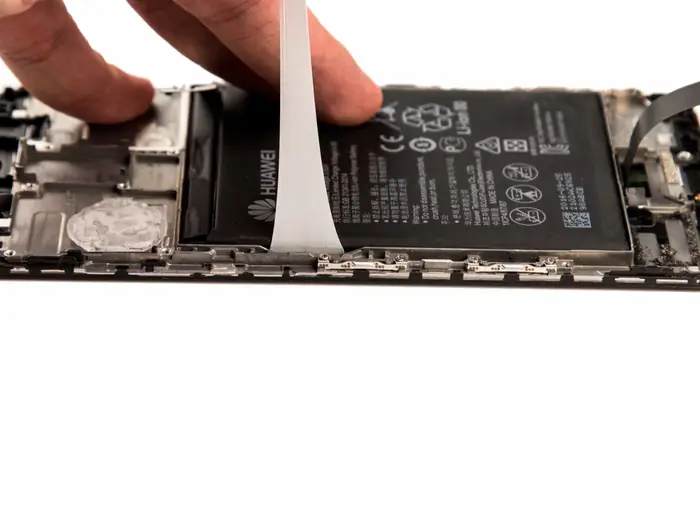 Pull the tab slowly and continuously to release the battery