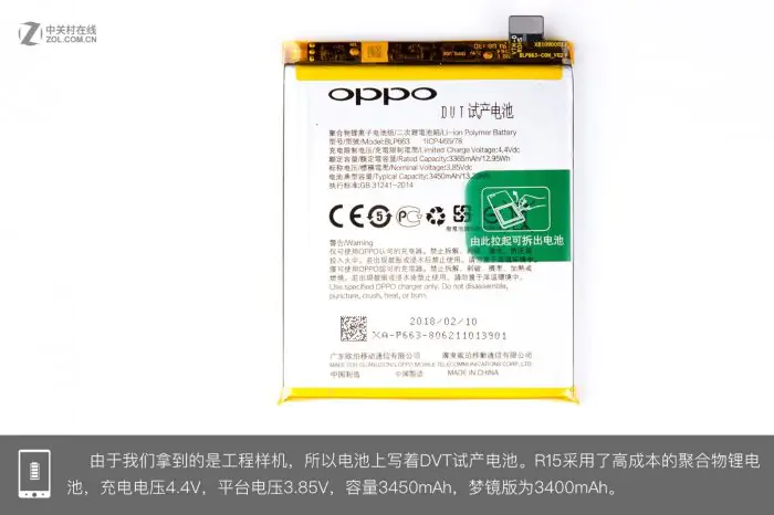 OPPO R15 battery