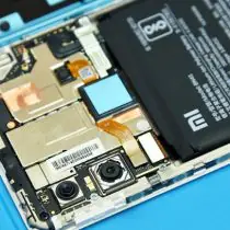 Close-up of the motherboard
