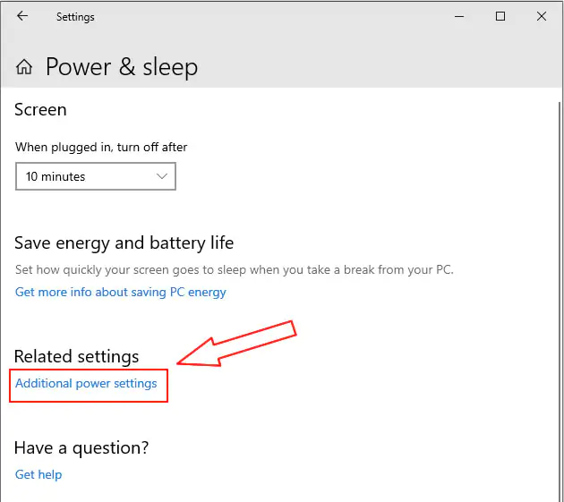 Additional power settings